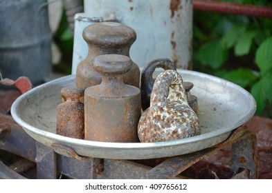 Old rusty weights for scales