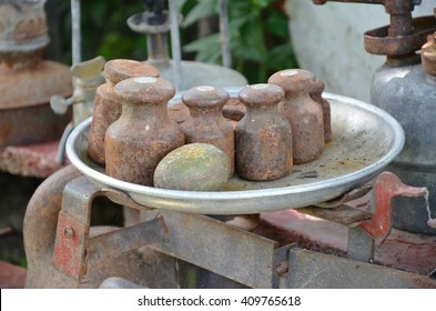 Old rusty weights for scales