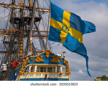 Old Sailing Replica Of The Swedish East Indiaman Götheborg I In The Harbor Of Stockholm City. 2021-08-31