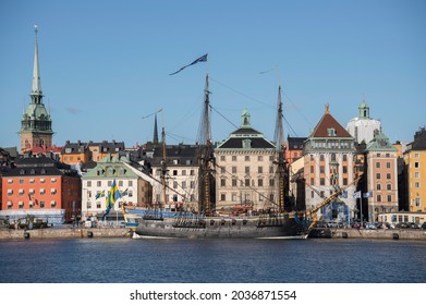 Old Sailing Replica Of The Swedish East Indiaman Götheborg I In The Harbor Of Stockholm City. 2021-08-31