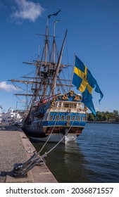 Old Sailing Replica Of The Swedish East Indiaman Götheborg I In The Harbor Of Stockholm City. 2021-08-31