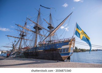 Old Sailing Replica Of The Swedish East Indiaman Götheborg I In The Harbor Of Stockholm City. 2021-08-31