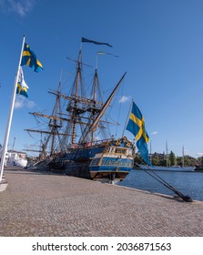 Old Sailing Replica Of The Swedish East Indiaman Götheborg I In The Harbor Of Stockholm City. 2021-08-31