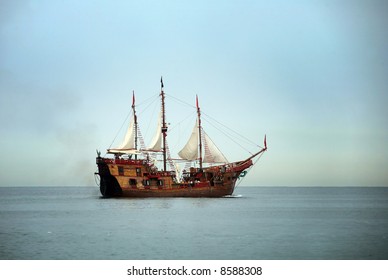 Old Sailing Ship In The Ocean