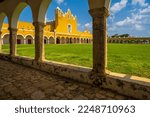 The old San Antonio franciscan monastery at the yellow city of Izamal in Yucatan, Mexico
