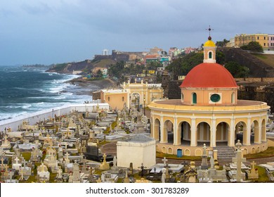 Old San Juan Puerto Rico Cemetery with Tropical Ocean View