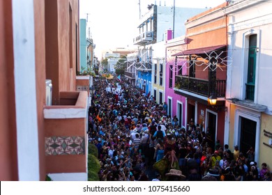 Old San Juan, Puerto Rico/USA - January 20th 2016: Festival Of San Sebastian. Taken On Calle San Sebastian