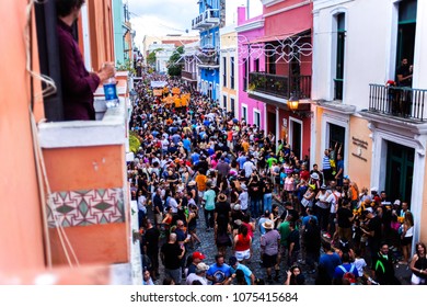 Old San Juan, Puerto Rico/USA - January 20th 2016: Festival Of San Sebastian. Taken On Calle San Sebastian