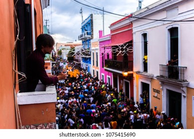 Old San Juan, Puerto Rico/USA - January 20th 2016: Festival Of San Sebastian. Taken On Calle San Sebastian