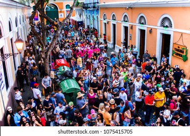 Old San Juan, Puerto Rico/USA - January 20th 2016: Festival Of San Sebastian. Taken On Calle San Sebastian