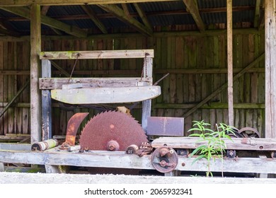 Old Sawmill With A Rusty Saw