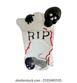 Old school antique Halloween blow mould on a white background black skeleton, and grey mouse - Powered by Shutterstock