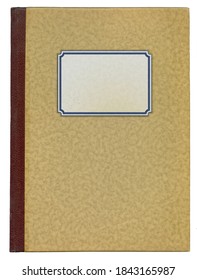 Old School Book And Label - Beige Cover, With Empty Label And Textured Surface - Perfect Detail - Xl Size