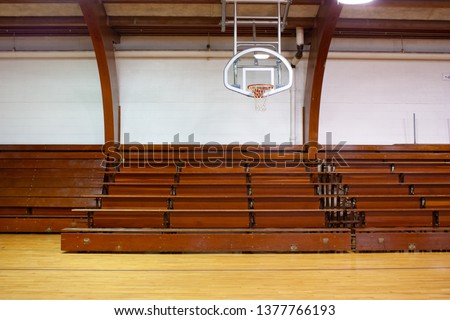 Old school gym and bleacher.