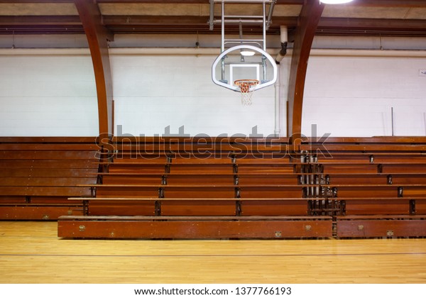 Old school gym and\
bleacher.