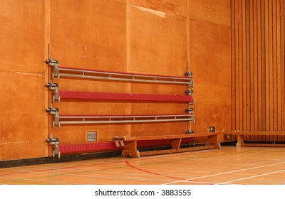 Old School Gymnasium, With Benches And Bars