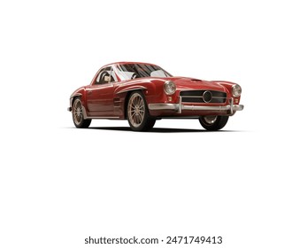 Old School Vintage Classic Red Racing Coupe Cabriolet Car Isolated on White Background, Luxury Convertible Sport Automobile, Vehicle, Motor Transport Concept, 3D Rendering - Powered by Shutterstock