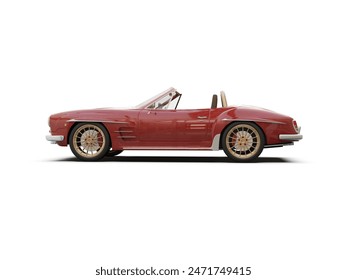 Old School Vintage Classic Red Racing Coupe Cabriolet Car Isolated on White Background, Luxury Convertible Sport Automobile, Vehicle, Motor Transport Concept, 3D Rendering - Powered by Shutterstock