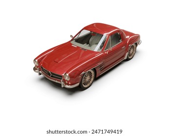 Old School Vintage Classic Red Racing Coupe Cabriolet Car Isolated on White Background, Luxury Convertible Sport Automobile, Vehicle, Motor Transport Concept, 3D Rendering - Powered by Shutterstock