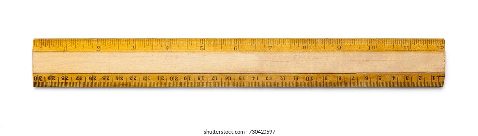 Old School Ruler With Inches And Centimeters Isolated On A White Background.