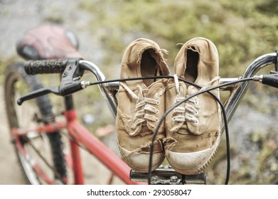 Old School Shoes On The Bike