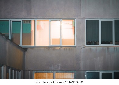 Old School Windows At Night