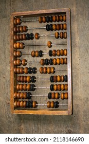 Old School Wooden Abacus, Antique Abacus In Wooden Frame