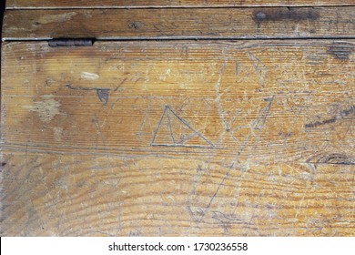 An Old Scribbled School Desk