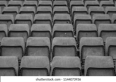 The Old Seats Of The Empty Camp Nou Stadium In Barcelona.