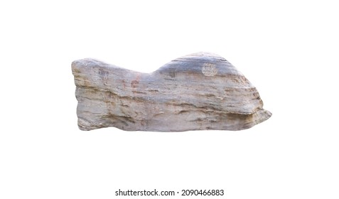 Old Sedimentary Rock Isolated On White Background , Clipping Path