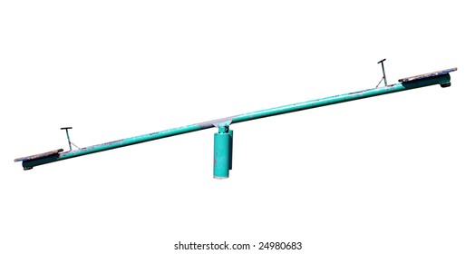 Old See Saw isolated with clipping path