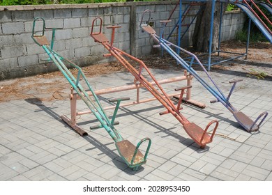 Old Seesaw At A Abandoned Playground