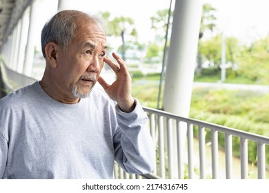 Old Senior Man Having Eyesight Problem Or Dry Eye Symptoms