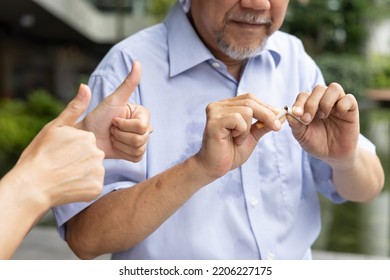 Old Senior Man Quit Smoking, Getting Approving Thumb Up For His Dedication