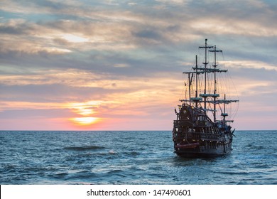 old ship sunset