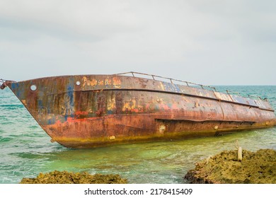 Old Ship Wreck Abandoned In Sea