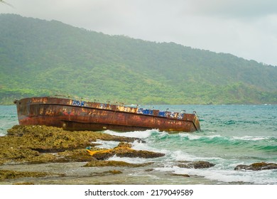 Old Ship Wreck Abandoned In Sea