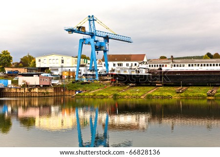 old shipyard at the river main in Germany