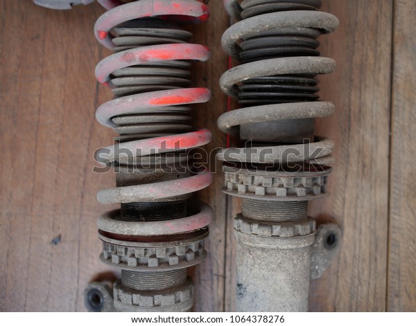 old shock absorbers of\
car.