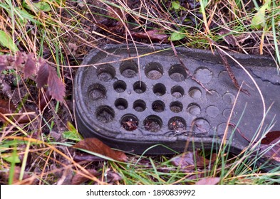 Old Shoe Sole In The Grass Close Up