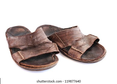 old leather sandals
