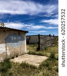 Old Shop West Texas Desert Cloud Blue Sky Landscape Wood Fence