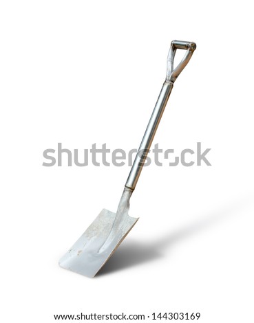 old shovel on white background