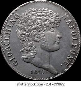 Old Silver 5 Lire Coin Depicting Joachim Murat