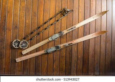 Old Ski And Ski Poles
