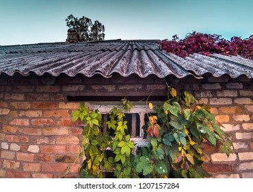 
old slate roof in an abandoned house