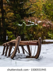 An Old Sled In The Snow In A Part Of Germany