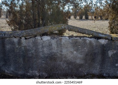 Old, small, concrete wall damaged by the earthquake. - Shutterstock ID 2255451469