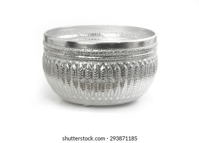 Old Small Silver Bowl, Isolated On White