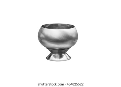 Old Small Silver Bowl, Isolated On White